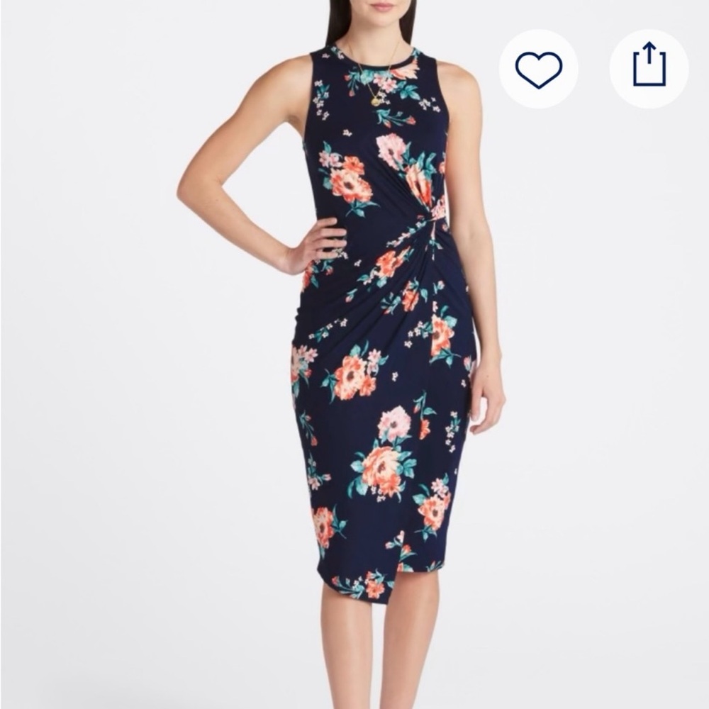 NWT Nine Britton
Abigail Brushed Knit Fitted Midi Dress in Navy